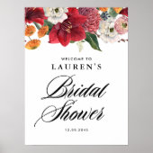 Rode Amaryllis Botanisch Vrijgezellenfeest Welkom Poster (Voorkant)