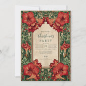 Rode Amaryllis Botanische Kerst Kaart (Voorkant)