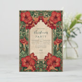 Rode Amaryllis Botanische Kerst Kaart (Staand voorkant)