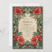  Rode Amaryllis Botanische Kerst Kaart (Voorkant)