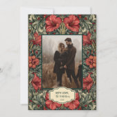  Rode Amaryllis Botanische Kerstfoto Feestdagenkaart (Voorkant)