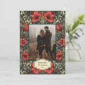  Rode Amaryllis Botanische Kerstfoto Feestdagenkaart (Staand voorkant)