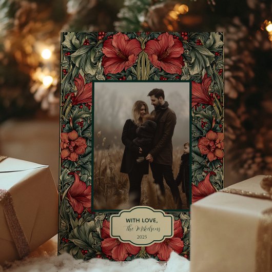  Rode Amaryllis Botanische Kerstfoto Feestdagenkaart