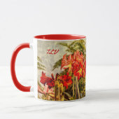 Rode Amaryllis Botanische Kunst - Monogram Initial Mok (Links)