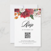 Rode Amaryllis Botanische Winter Wedding QR Code RSVP Kaartje (Voorkant)