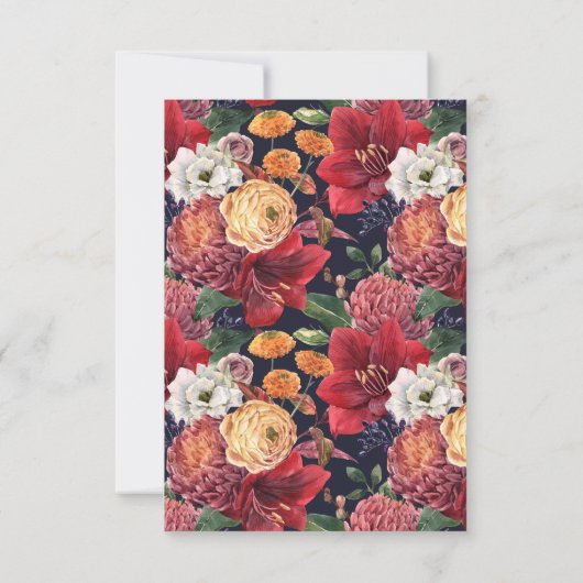 Rode Amaryllis Botanische Winter Wedding QR Code RSVP Kaartje (Achterkant)