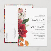 Rode Amaryllis en Herfst Bloemen QR Code Trouwen