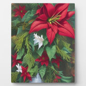 Rode Amaryllis en Poinsettia met dennentakboeket Fotoplaat (Voorkant)