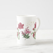 Rode Amaryllis Feestelijke Bone China Tea Mok (Voorkant rechts)