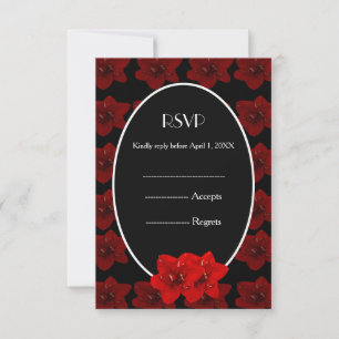 Rode Amaryllis gouden bruiloft RSVP Kaartje