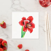 Rode amaryllis in Waterverf Servet (Insitu)