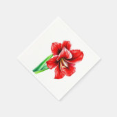 Rode amaryllis in Waterverf Servet (Hoek)