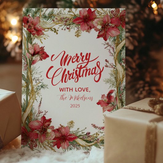 Rode Amaryllis Kerst Feestdagenkaart