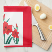 Rode Amaryllis Keukenhanddoek Kerstcadeau decor (Quarter Fold)