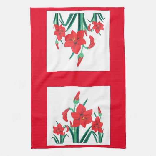 Rode Amaryllis Keukenhanddoek Kerstcadeau decor (Verticaal)