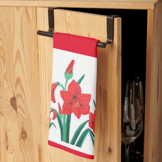 Rode Amaryllis Keukenhanddoek Kerstcadeau decor (Derde Gevouwen)