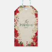 Rode Amaryllis rustieke kerstvakantie Cadeaulabel (Achterkant)