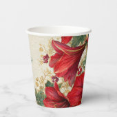 Rode Amaryllis rustieke kerstvakantie Papieren Bekers (Achterkant)