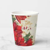 Rode Amaryllis rustieke kerstvakantie Papieren Bekers (Voorkant)