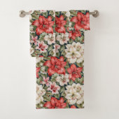 Rode Amaryllis & Witte Azalea Kerst Bad Handdoek (Insitu)