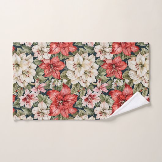 Rode Amaryllis & Witte Azalea Kerst Bad Handdoek (Handdoek)