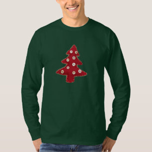 Rode ambachtelijke kerstbomen en knoppen t-shirt