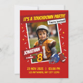 Rode Amerikaanse Football Touchdown Kids Verjaarda Kaart (Voorkant)