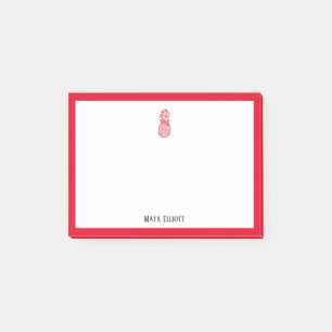 Rode Ananas en Rand op Wit met Naam Post-it® Notes