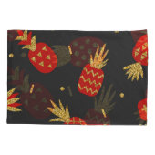 Rode ananas, glitter, zwarte achtergrond. kussensloop (Achterkant)