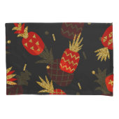 Rode ananas, glitter, zwarte achtergrond. kussensloop (Voorkant)