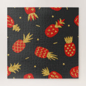 Rode ananas, glitter, zwarte achtergrond. legpuzzel (Horizontaal)