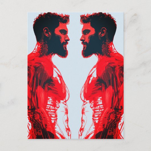 Rode Anatomie – Abstract Menselijk Spieronderzoek Briefkaart (Voorkant)