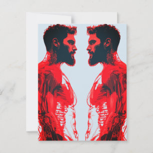 Rode Anatomie – Abstract Menselijk Spieronderzoek Briefkaart