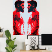 Rode Anatomie – Abstract Menselijk Spieronderzoek Poster (Thuiskantoor)
