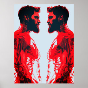 Rode Anatomie – Abstract Menselijk Spieronderzoek Poster