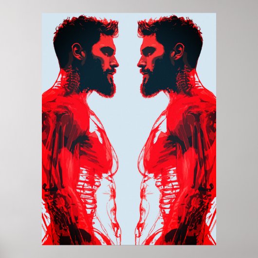 Rode Anatomie – Abstract Menselijk Spieronderzoek Poster (Voorkant)