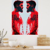 Rode Anatomie – Abstract Menselijk Spieronderzoek Poster (Keuken)