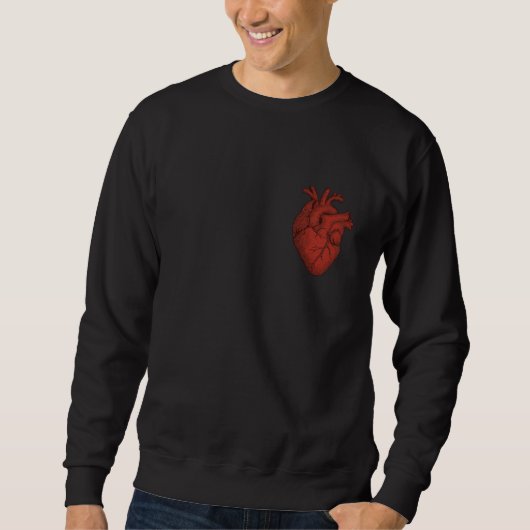 Rode Anatomische Hart Vintage Hoodie Trui (Voorkant)