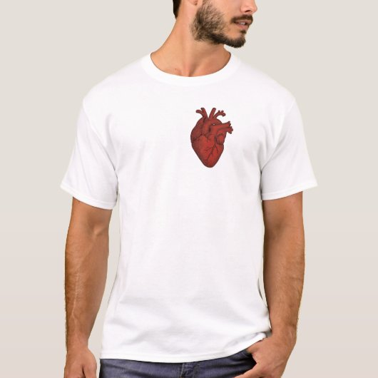 Rode Anatomische Hart Vintage T-Shirt (Voorkant)