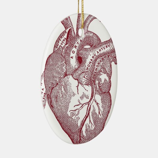 Rode  anatomische hartslag keramisch ornament (Rechts)