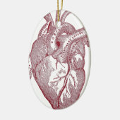 Rode  anatomische hartslag keramisch ornament (Links)