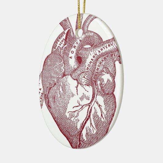 Rode  anatomische hartslag keramisch ornament (Links)