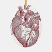 Rode  anatomische hartslag keramisch ornament (Voorkant)