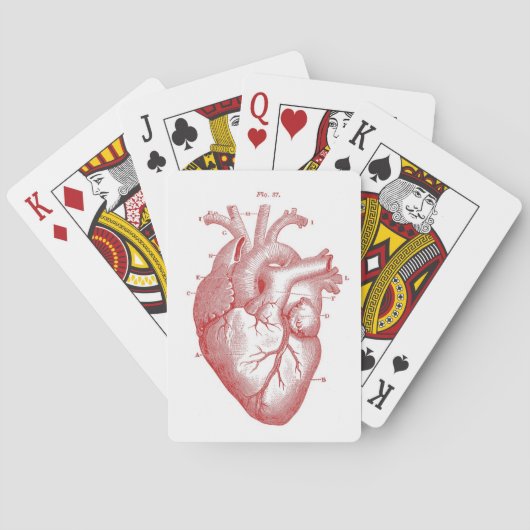 Rode anatomische hartslag pokerkaarten (Achterkant)