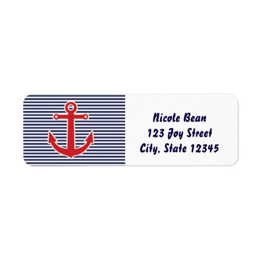 Rode anchor Nautical Blue en White Adresetiketten Etiket (Voorkant)