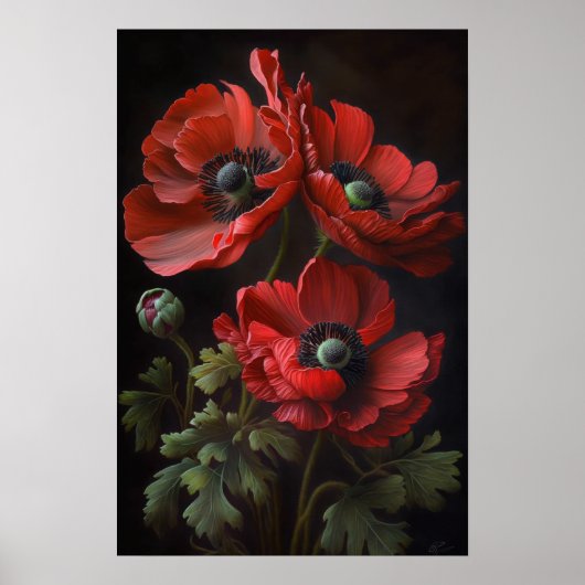 Rode Anemone Bloem Art Print Poster (Voorkant)