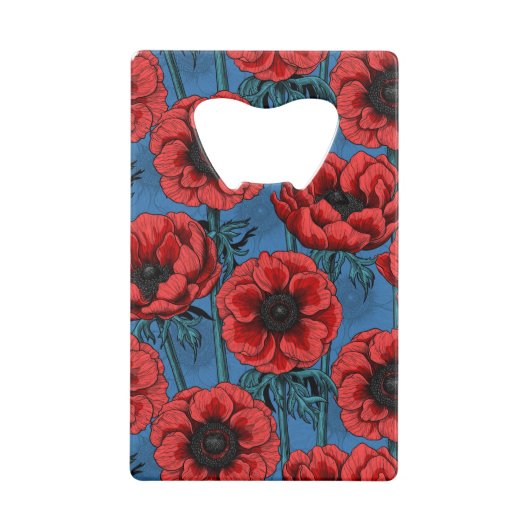 Rode anemontuin creditkaart flessenopener (Achterkant)