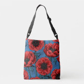 Rode anemontuin crossbody tas (Achterkant)