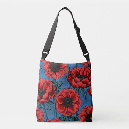Rode anemontuin crossbody tas (Voorkant)