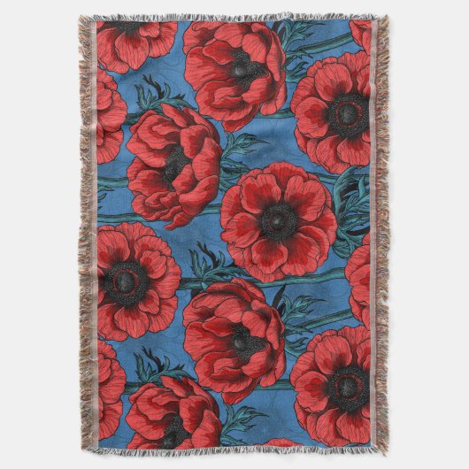 Rode anemontuin deken (Voorkant Verticaal)